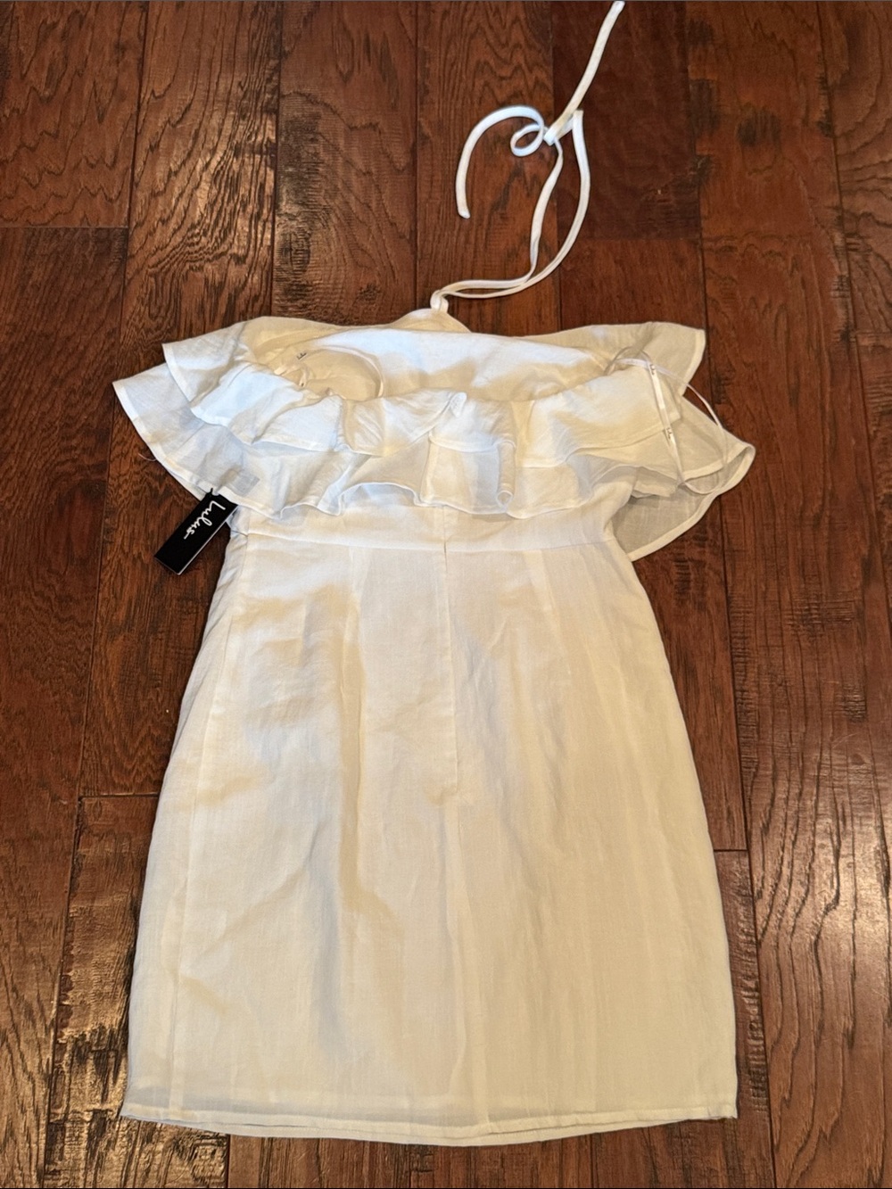 NWT Lulu's white Ruffle Mini Dress - Picture 3 of 6